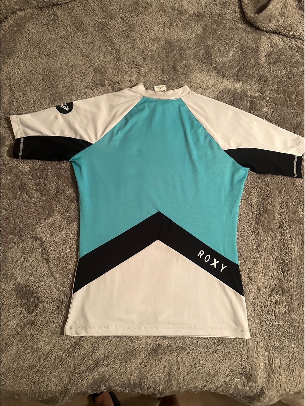ROXY Women's Short Sleeve Colorblock Rash Guard Surf Swim Top